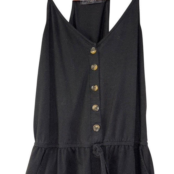 Black Button Romper Cozy Soft Comfortable Onsie Women’s S Casual Spring Travel - Picture 6 of 10